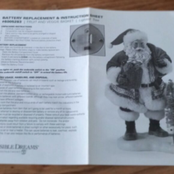 Santa Fruit and Veggie Basket NIB Decor Dept 56 #6005283 Lighted Tree - Picture 5 of 6